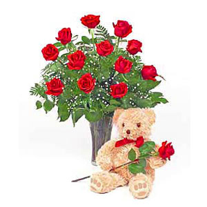 13 Roses and 1 Teddy Bear